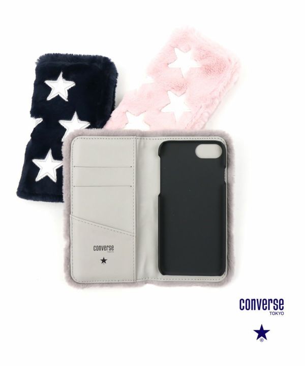 CONVERSE TOKYO(コンバーストウキョウ), エコファー スターパッチ 手帳型 iPhoneケース スマートフォンケース  iPhone6/6s/7/8