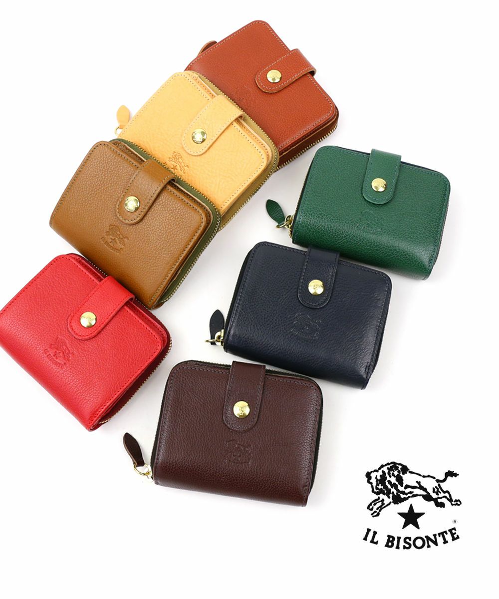 IL BISONTE(イルビゾンテ)レザー ラウンドファスナー 二つ折り財布 