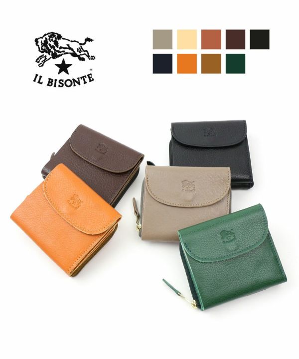 IL BISONTE(イルビゾンテ)レザー フラップ付き 二つ折り財布 財布