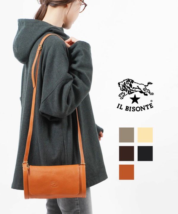 IL BISONTE(イルビゾンテ)レザー 筒型 ショルダーバッグ クロスボディ 