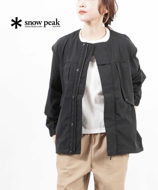 snow peak ノーカラージャケット ブラック Snow Peak(スノーピーク)難燃素材 ストレッチ ノーカラー