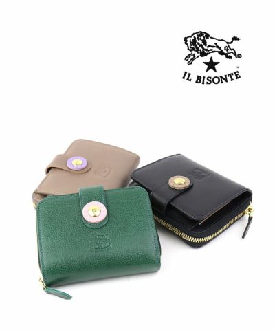 IL BISONTE(イルビゾンテ)レザー ラウンドファスナー 二つ折り財布