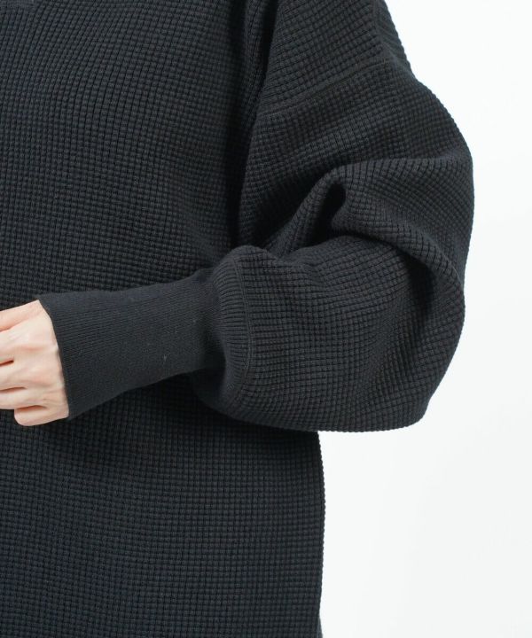 THE SHINZONE(ザ シンゾーン), コットンカシミヤ スキッパーデザイン ワッフルニットプルオーバー トレーナー COTTON  CASHMERE WAFFLE KNIT PULLOVER