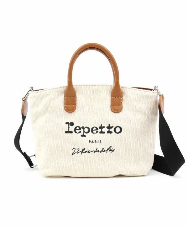 repetto(レペット)コットン×牛革 ミニトートバッグ ショルダーバッグ ...