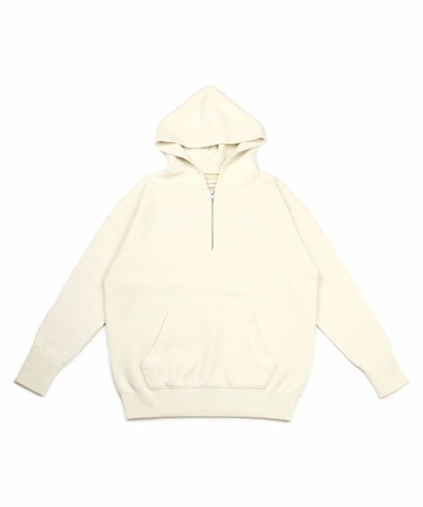 MEYAME(メヤメ), ウール×コットン ハーフジップ ニットフーディ パーカープルオーバー HALF ZIP KNIT HOODIE