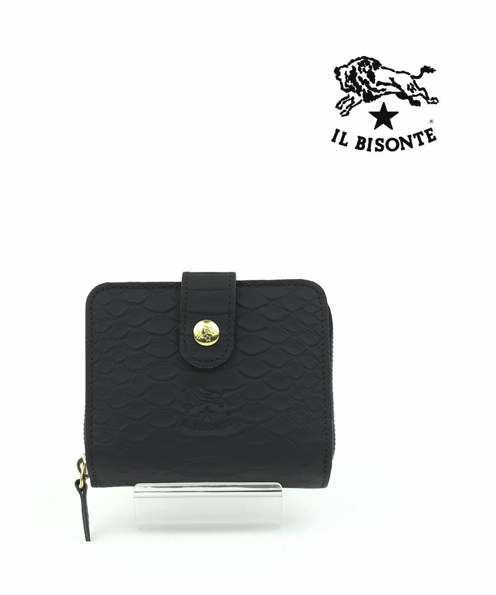 新品 日本限定】 IL BISONTE がま口折財布 バイカラー スター型押し 