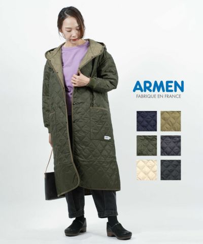 ARMEN(アーメン)ヒートキルト リブカフス付き キルティング ノーカラー 