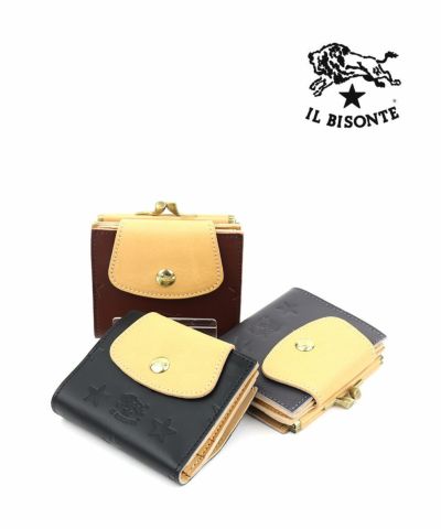 IL BISONTE(イルビゾンテ)レザー がま口財布 二つ折り財布 ウォレット