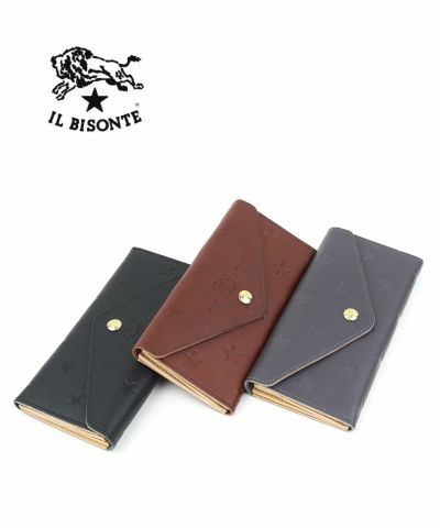 IL BISONTE(イルビゾンテ)レザー スターエンボス フラップ付き がま口財布 ウォレット 二つ折り財布 | BLEU COMME  BLEU(ブルーコムブルー)