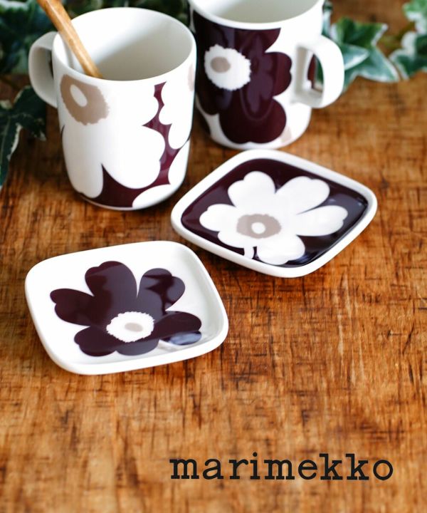 marimekko(マリメッコ), ウニッコ柄 スクエアプレート 2枚セット 小皿 角皿 UNIKKO PLATE 10×10CM 2PCS