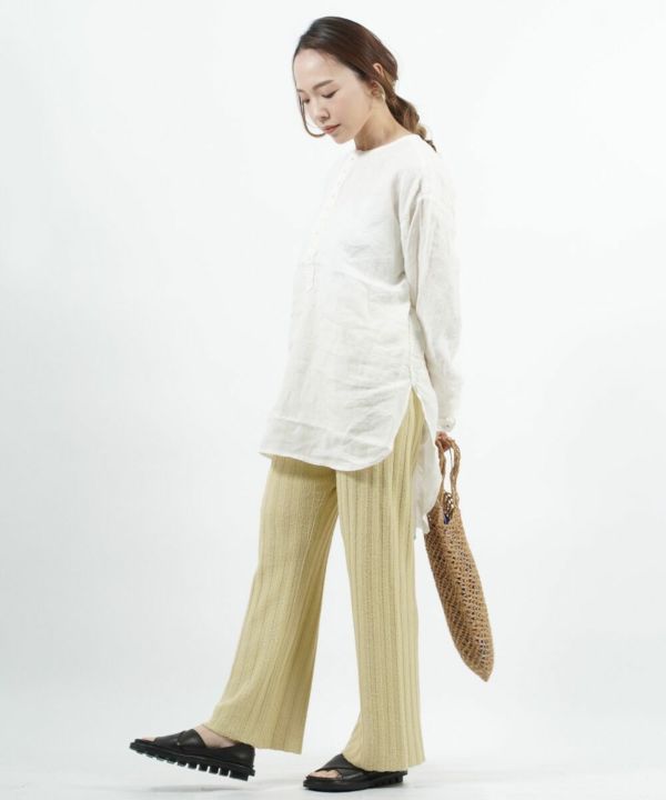 unfil(アンフィル), シルクコットン ブークレヤーン ニットパンツ イージーパンツ silk&coton boucle ribbed-knit  pants