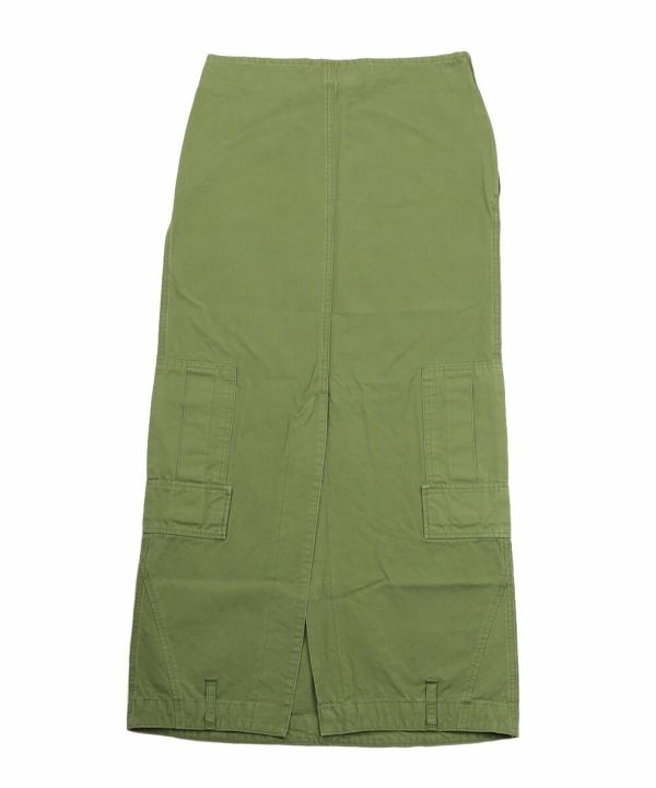 MEYAME ／メヤメ ロングスカート　カーキ　シンゾーン別注カラー MEYAME(メヤメ)コットン スリット ロングスカート ARMY UP SIDE