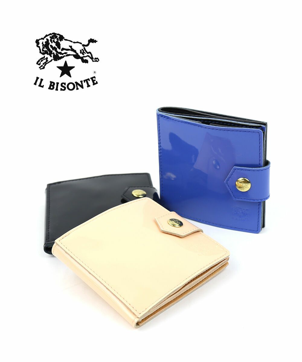 IL BISONTE(イルビゾンテ)パテント エナメル レザー フラップ付き 