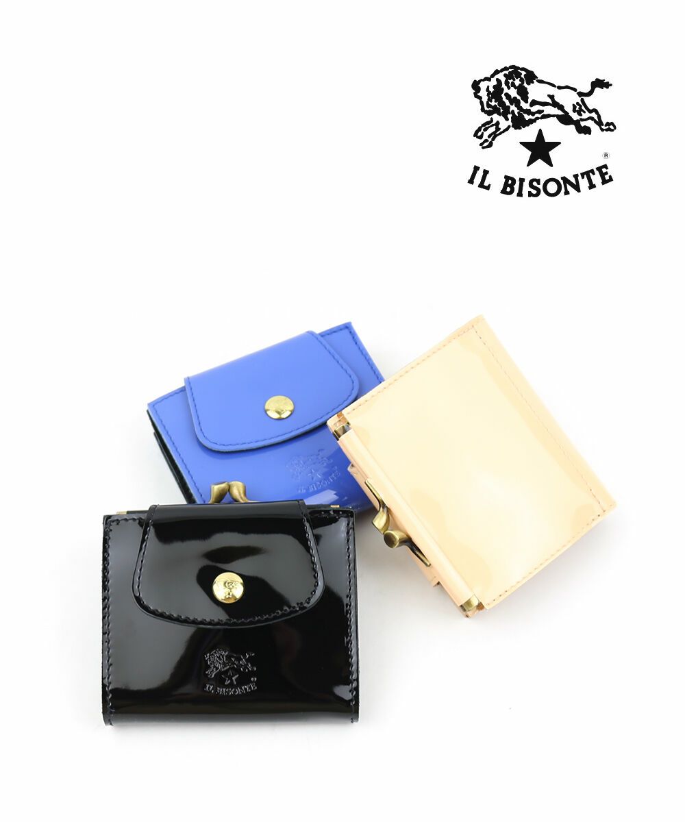 IL BISONTE(イルビゾンテ)パテント エナメル レザー フラップ付き 