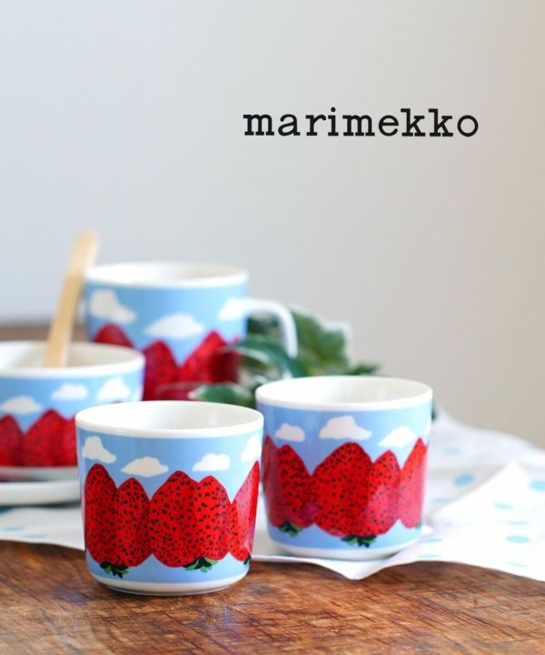 marimekko(マリメッコ) マンシッカヴオレット イチゴの山 コーヒーカップセット コップ 2個セット MANSIKKAVUORET C.CUP  2DL 2PCS | BLEU COMME BLEU(ブルーコムブルー)