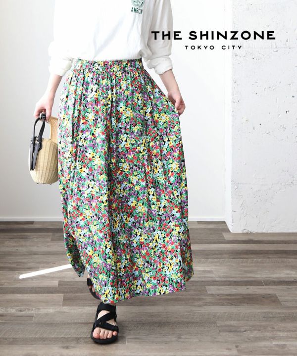 THE SHINZONE(ザ シンゾーン), フラワープリント 花柄 ロングスカート プリントスカート FLASHY FLOWER SKIRT