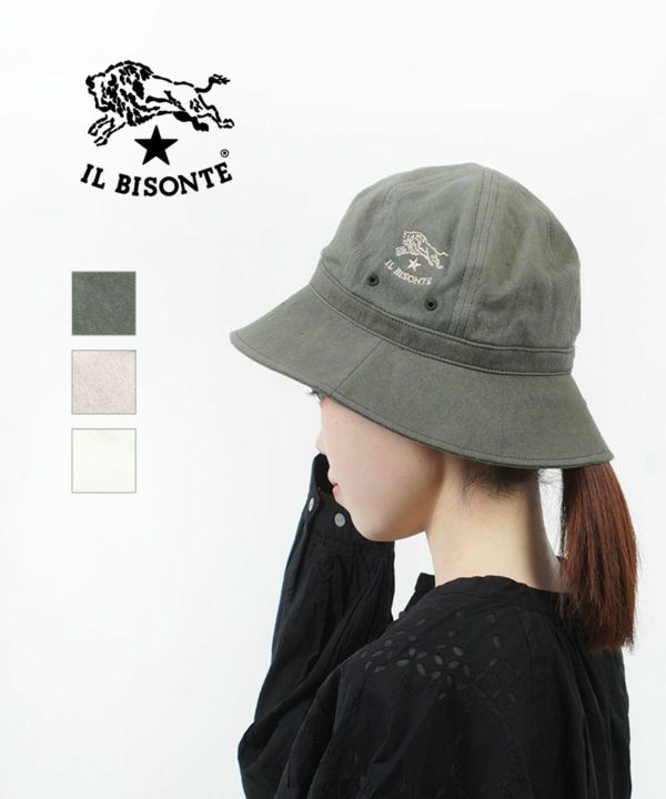 IL BISONTE(イルビゾンテ) ロゴ刺繍入り バケットハット 帽子 | BLEU ...