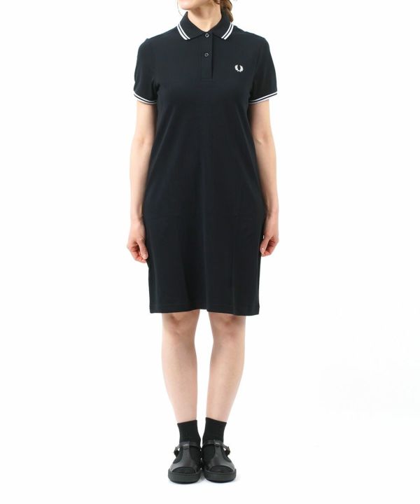 FRED PERRY(フレッドペリー), コットン 半袖 ライン入り ポロシャツドレス ワンピース Twin Tipped Fred Perry  Dress