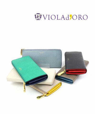 VIOLAd'ORO(ヴィオラドーロ)レザー 牛革 リザード型押し 財布 二つ折り