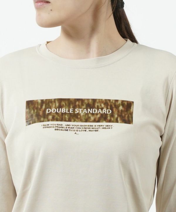 DOUBLE STANDARD CLOTHING(ダブルスタンダードクロージング), ガス強撚フライス クルーネック 長袖 ロングTシャツ  ロゴプリントT