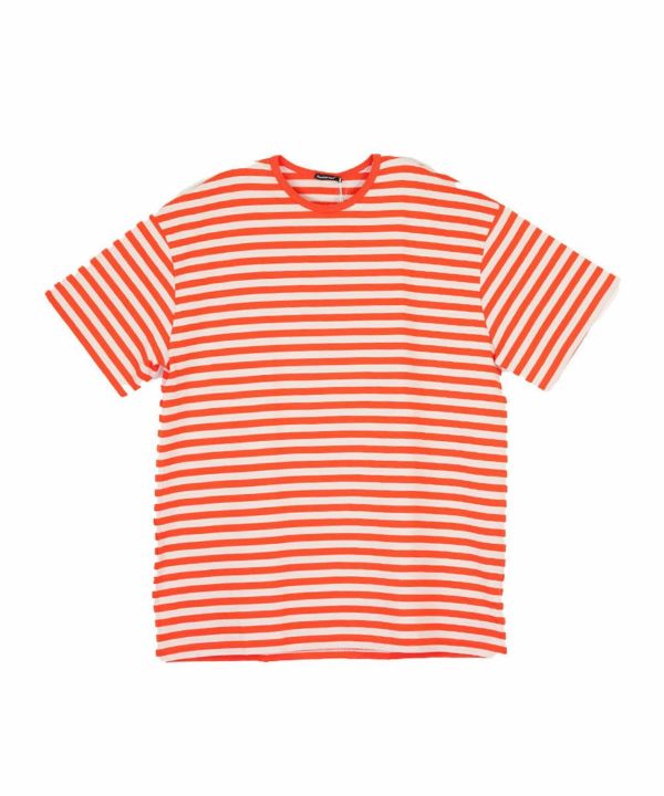 marimekko(マリメッコ), コットン クルーネック 5分袖 半袖 ボーダーカットソー ビッグTシャツ TASARAITA JERSEY  JUMBO