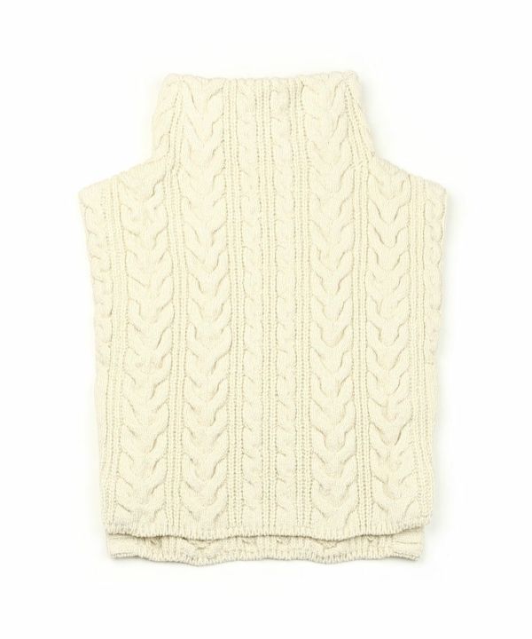 unfil(アンフィル)ニットベスト cotton & lambs wool cable-knit neck