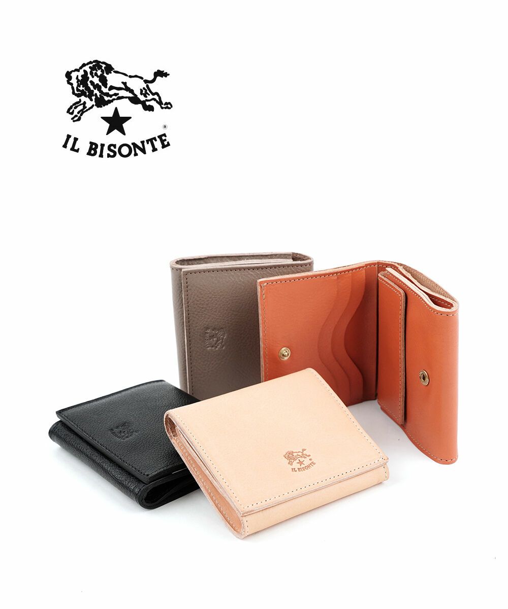 超美品 イルビゾンテ IL BISONTE 現行ロゴ マルチポケット レザー  