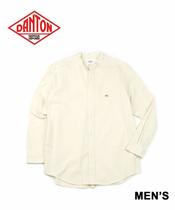 DANTON(ダントン), コットンツイルワッシャー バンドカラーシャツ