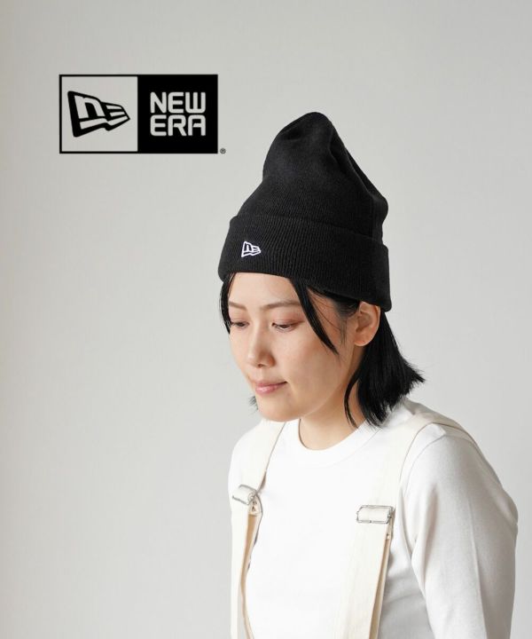 NEW ERA(ニューエラ), 帽子 ニット帽 ニットキャップ ビーニー ユニセックス リブ編み 定番 シンプル かわいい ブラック 黒 ギフト  プレゼント ベーシック カフニット ブラック