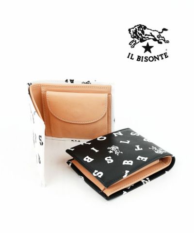 IL BISONTE(イルビゾンテ)ロゴプリンテッドレザー 二つ折り財布 | BLEU