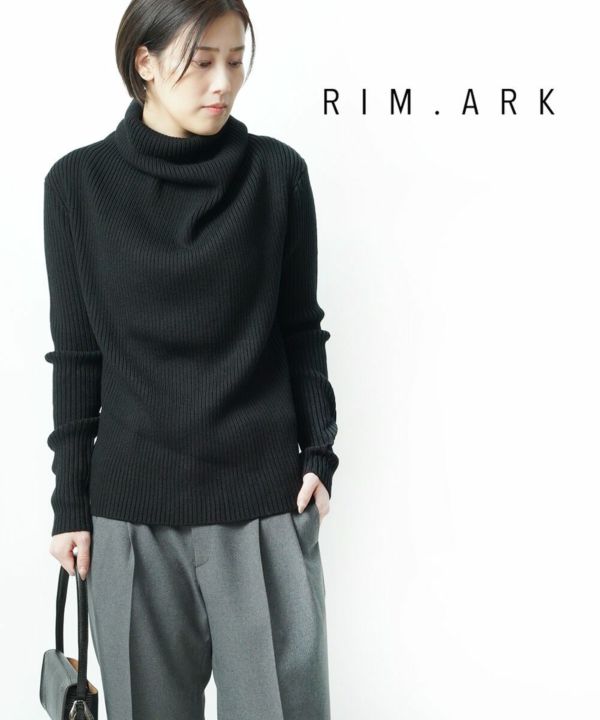 RIM.ARK(リムアーク), タートルネック ニットプルオーバー リブニット Black shoulder rib knit