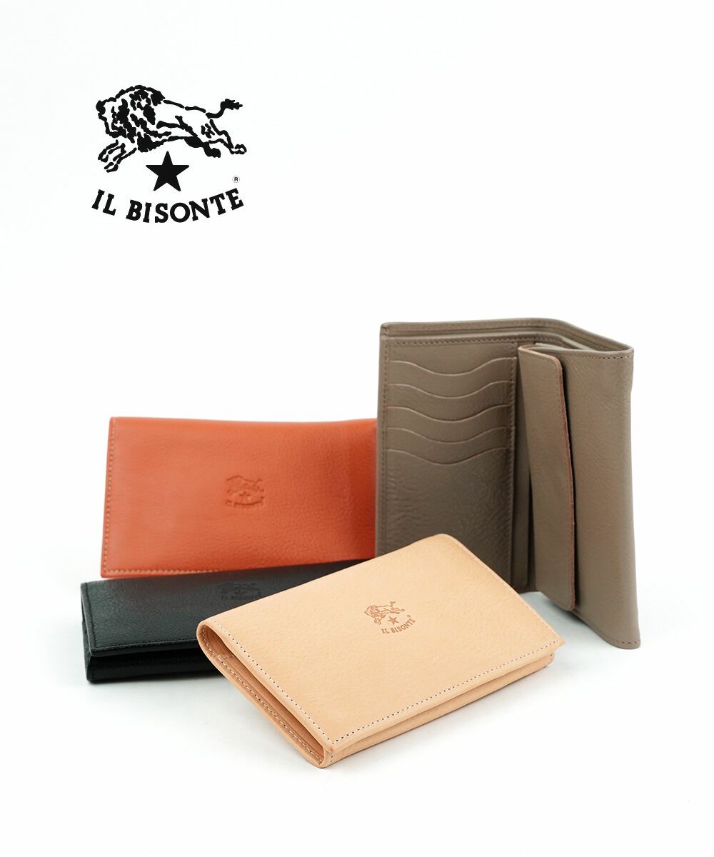 IL BISONTE(イルビゾンテ)レザー ラウンドファスナー 二つ折り財布 