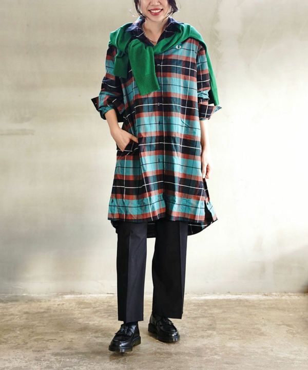 FRED PERRY(フレッドペリー), タータンチェック シャツワンピース Brushed Tartan Shirt Dress