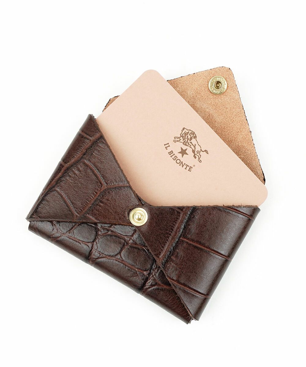 IL BISONTE(イルビゾンテ)クロコ型押しレザー カードケース | BLEU