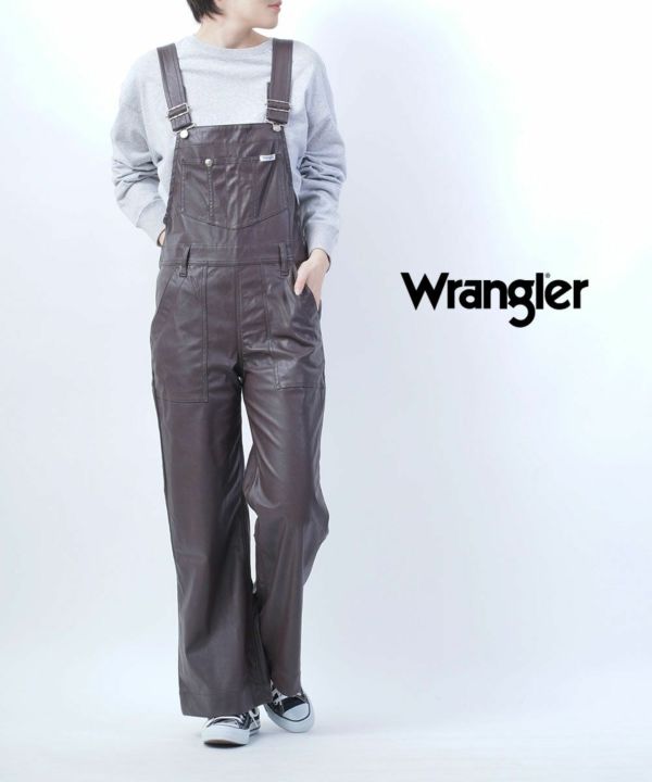 Wrangler(ラングラー)フェイクレザー フレアオーバーオール サロペット