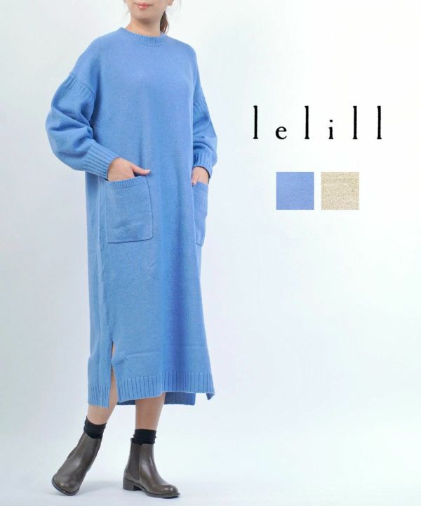 lelill レリル 日本製 ボタニカルデシンシャツワンピース