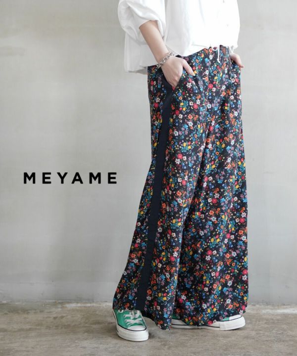 MEYAME(メヤメ), SIDE LINE WIDE PANTS FLOWER