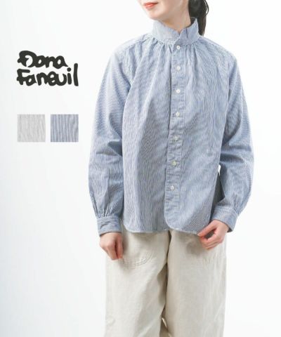 DANA FANEUIL(ダナファヌル)コットン バンドカラー 裾パイピング