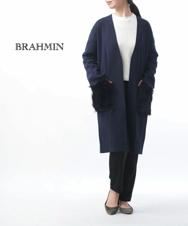 Brahmin(ブラーミン), ファーポケット付き ロングカーディガン