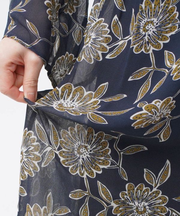 ne Quittez pas(ヌキテパ), フラワープリント ギャザードレス ロングワンピース Rayon Ggt Flower Print  Gather Sleeve Dress