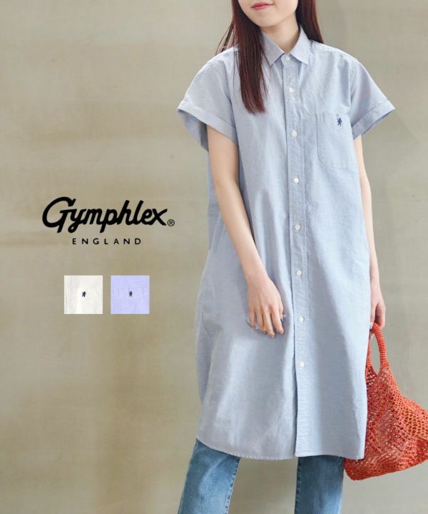 Gymphlex(ジムフレックス)コットンオックスフォード半袖 ワンピース シャツワンピース | BLEU COMME BLEU(ブルーコムブルー)