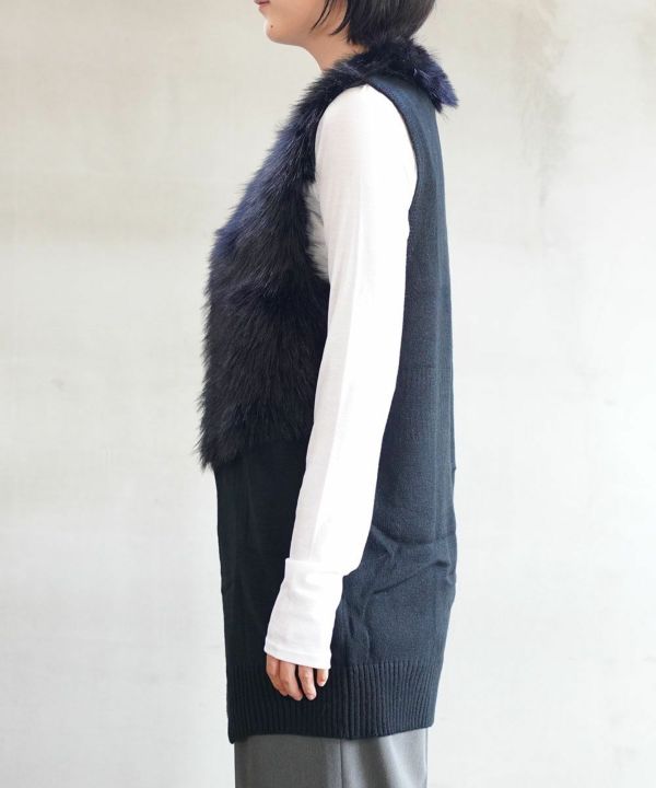 ZAMPA(ザンパ)Aヤーン＋フェイクファー切替 ロングジレ | BLEU COMME