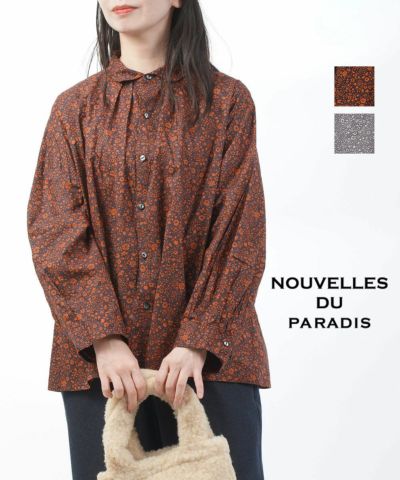 NOUVELLES DU PARADIS ヌーベルドゥパラディ　花柄ブラウス Nouvelles du paradis ヌーヴェル ドゥ パラディ 綿麻フラワー