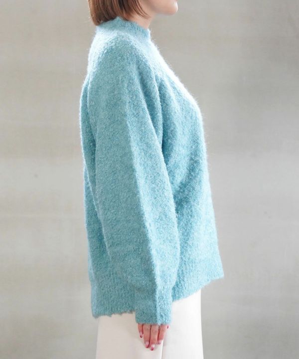 ZAMPA(ザンパ)ウール混リングヤーンボトルネックプルオーバー | BLEU