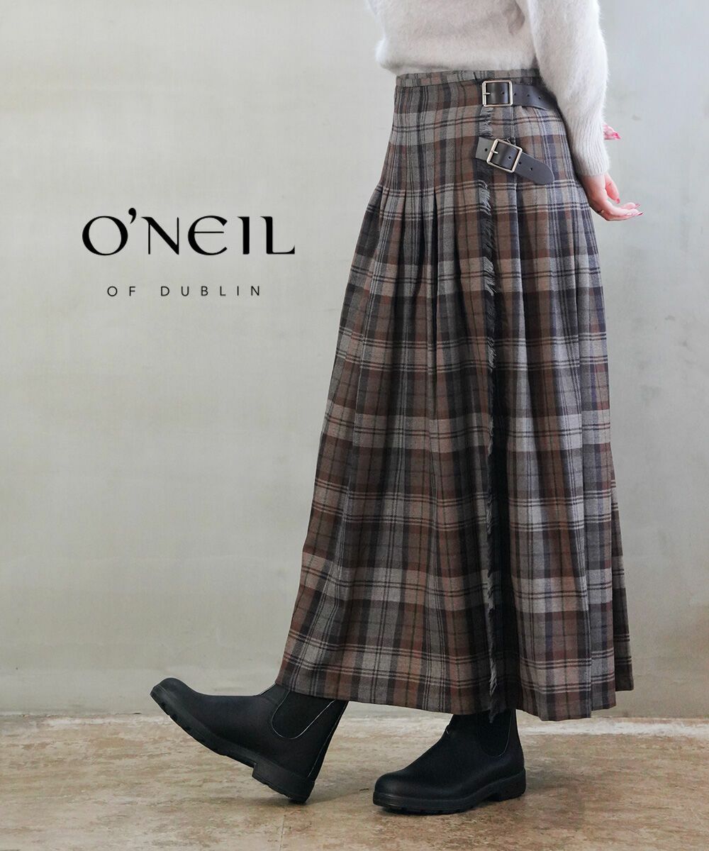 オニールオブダブリン] 捉える スカート ウール100% ロング丈 前  