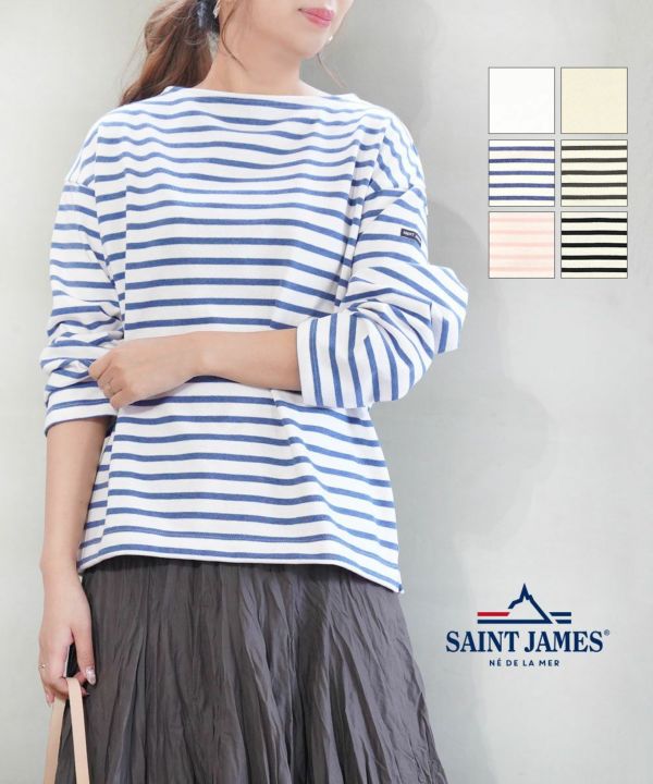 SAINT JAMES 七分袖カットソー QUESSANT LOOSE Saint James/セントジェームス OUESSANT LOOSE - ECRU/NOIR
