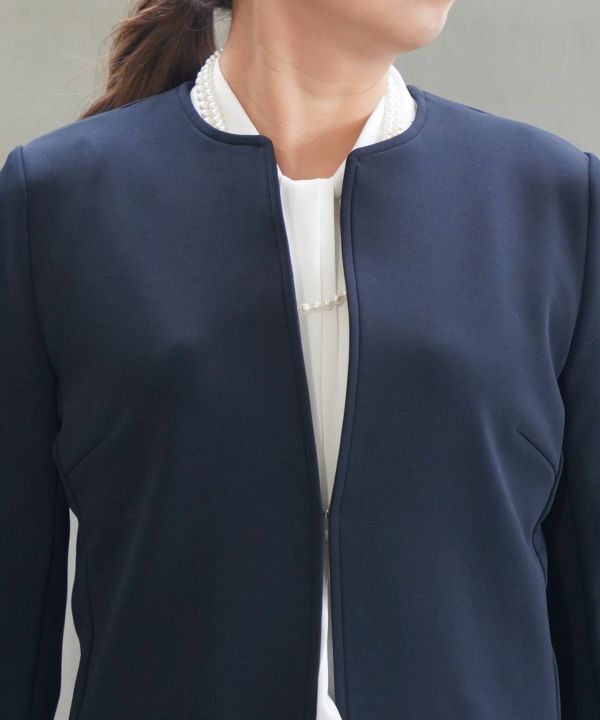 PUPULA(ププラ)アクアダブルニット ノーカラージャケット | BLEU COMME