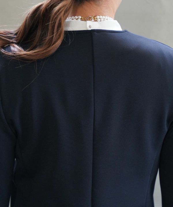 PUPULA(ププラ)アクアダブルニット ノーカラージャケット | BLEU COMME