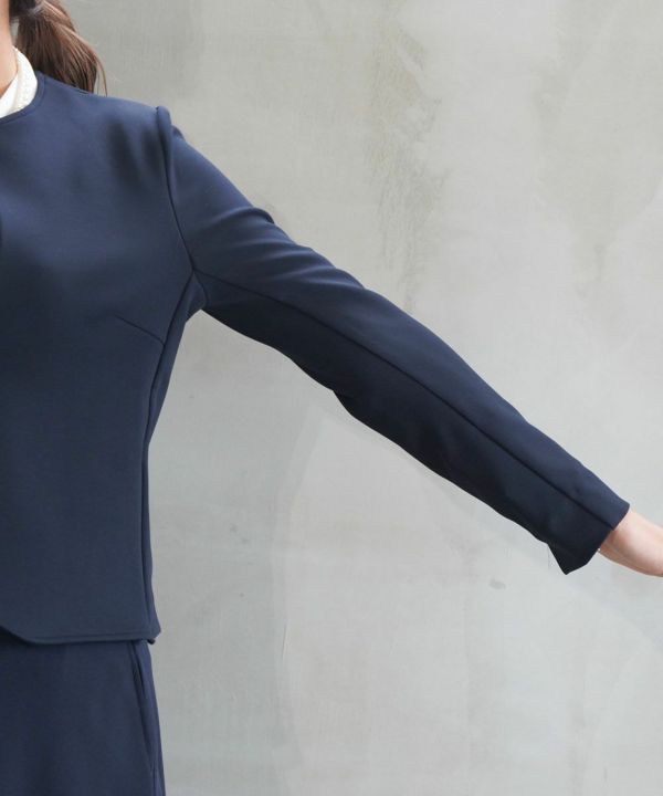 PUPULA(ププラ)アクアダブルニット ノーカラージャケット | BLEU COMME