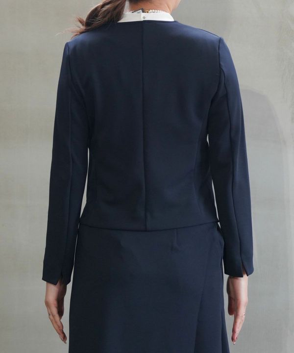 PUPULA(ププラ)アクアダブルニット ノーカラージャケット | BLEU COMME